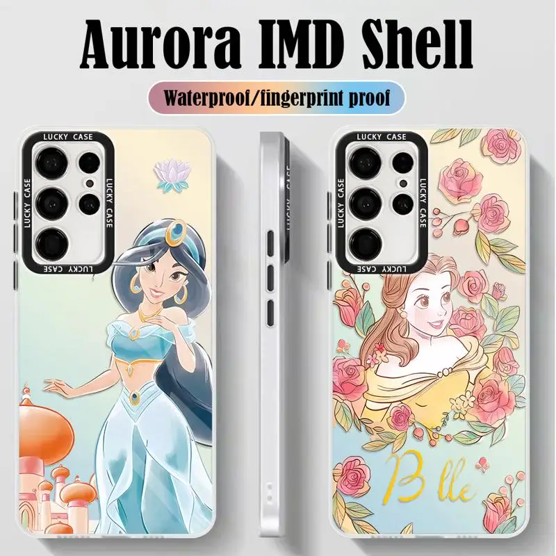 Jasmine Belle Mulan Ariel Princess Phone Case for Samsung Galaxy S24 S23 Ultra S22 Plus S21 S20 FE A50 Iridescent Laser Funda