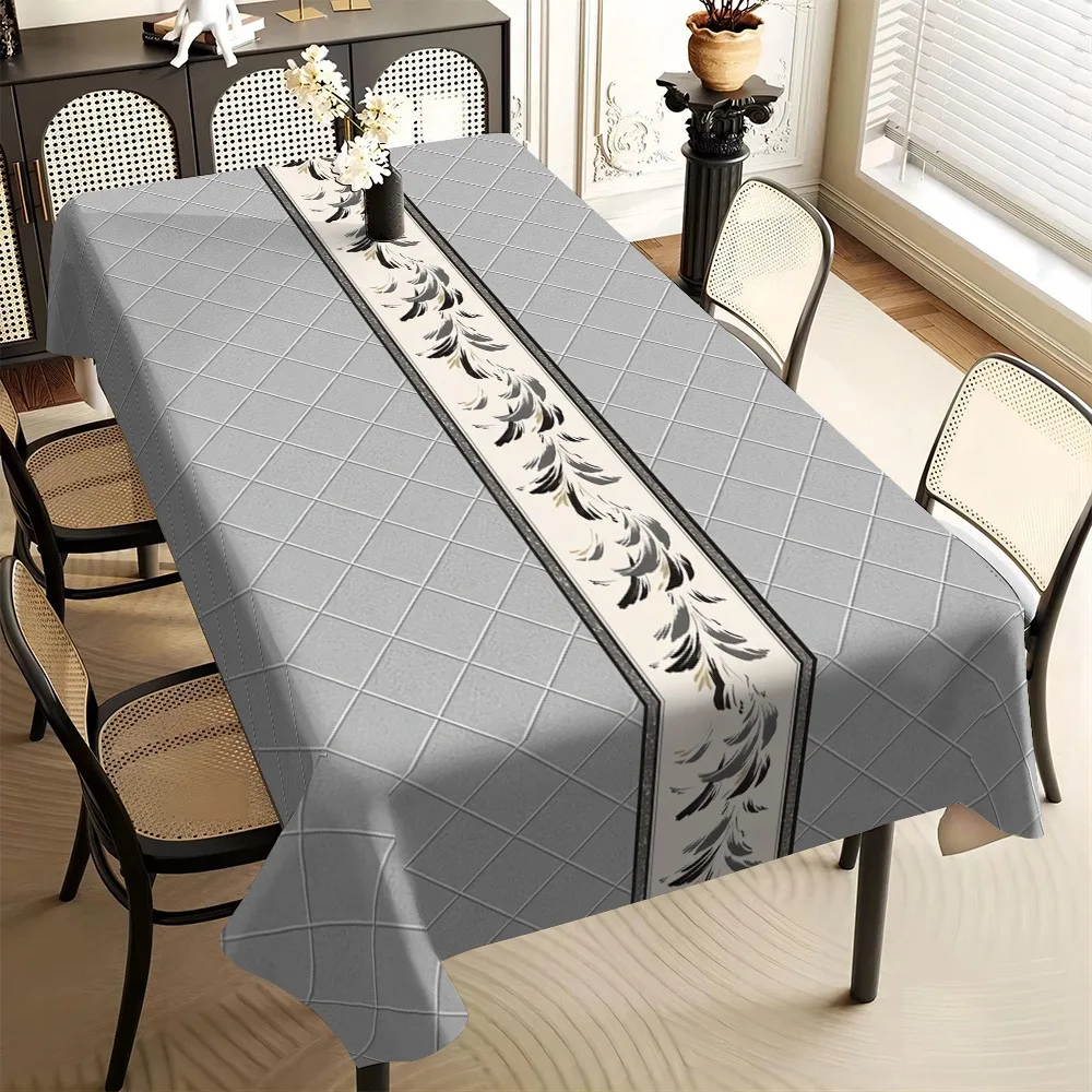 1pc Elegant Floral Square Tablecloth - Polyester with a Diamond Pattern, Light Gray And White, Suitable for All Seasons, Ideal f
