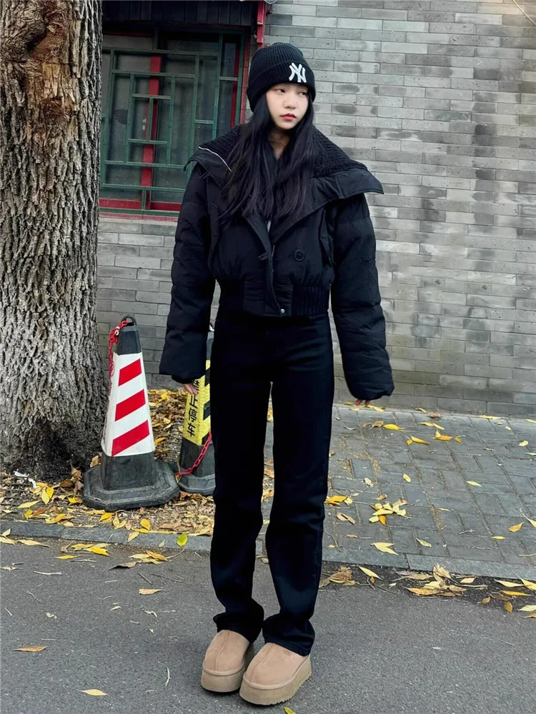 

High Waist Slim Fit Straight Leg Jeans Women's Spring Autumn Long Black Elastic Stretchy High Waist Thinming Tube Pants