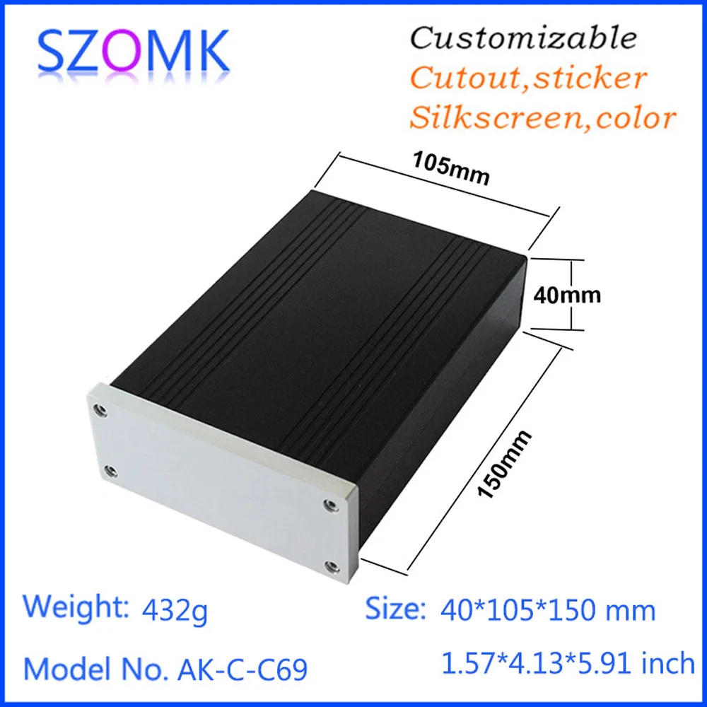 1Pcs szomk aluminum housing extruded box 40*105*150mm new arrival shenzhen audio amplifier enclosure, junction box