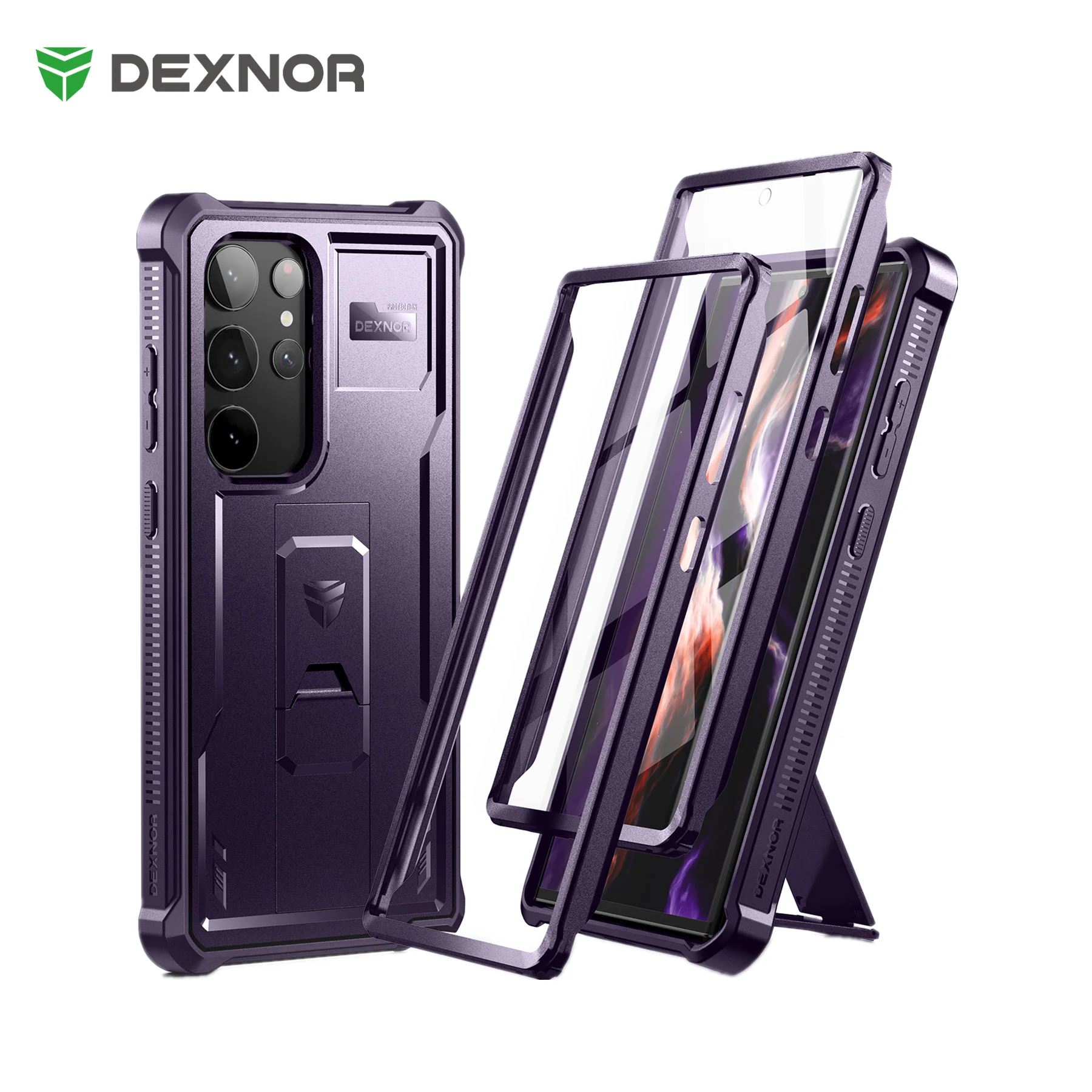 

Dexnor for Samsung Galaxy S23 Ultra Case Full Body Heavy Duty Military Grade Protection Built-in Screen Protector and Kickstand