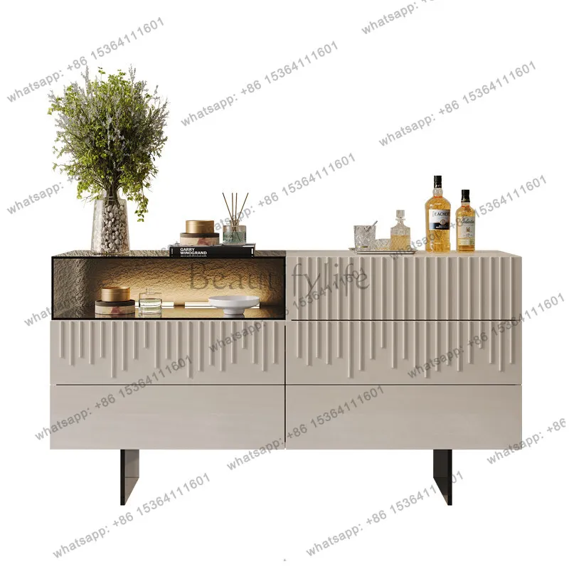 

Italian minimalist paint chest villa high-end living room glass cabinet modern light luxury storage