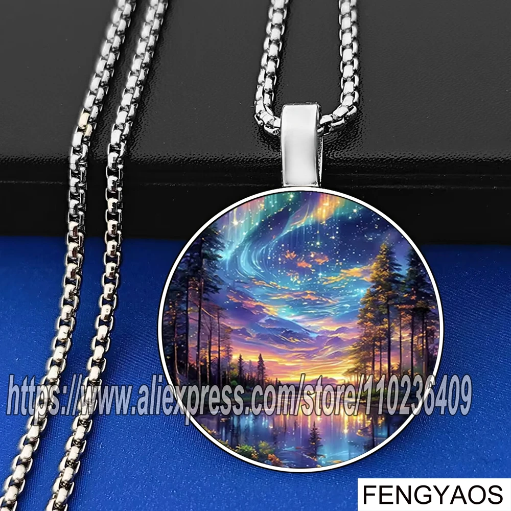 The Beautiful Aurora Necklaces for Women Spectacular Natural Scenery Neck Jewelry Gift