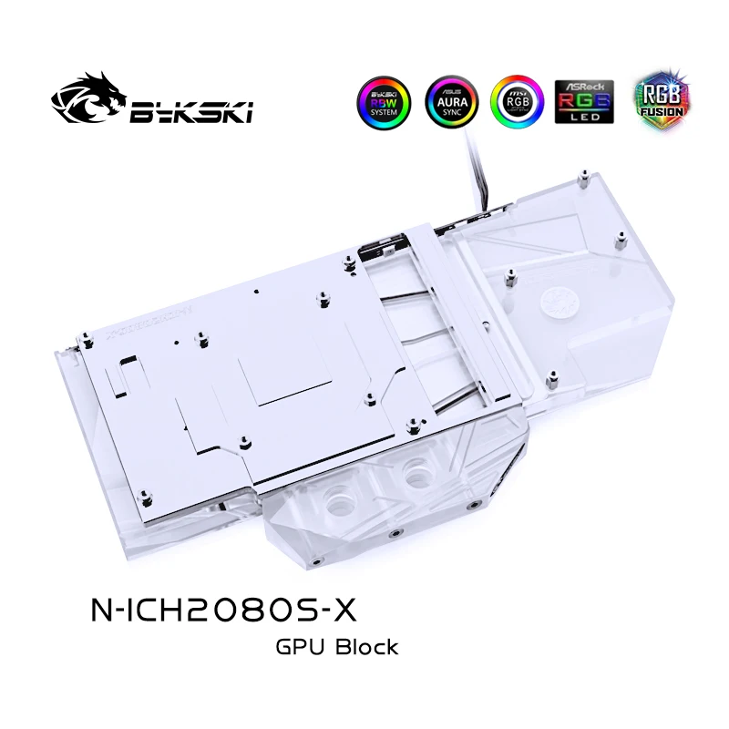 BYKSKI Water Block use for inno3D Geforce RTX2080 Super/RTX2070 Super Support A-RGB/RGB LED Light Radiator Block Copper + Arylic