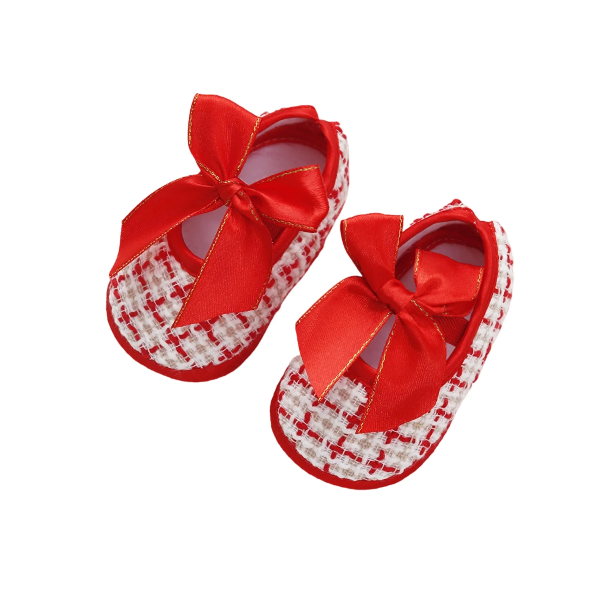 

Туфли Мэри Джейн для маленьких девочек с бантом, милые модельные туфли с Т-образным вырезом, прогулочная обувь на нескользящей мягкой подошве с закрытым носком