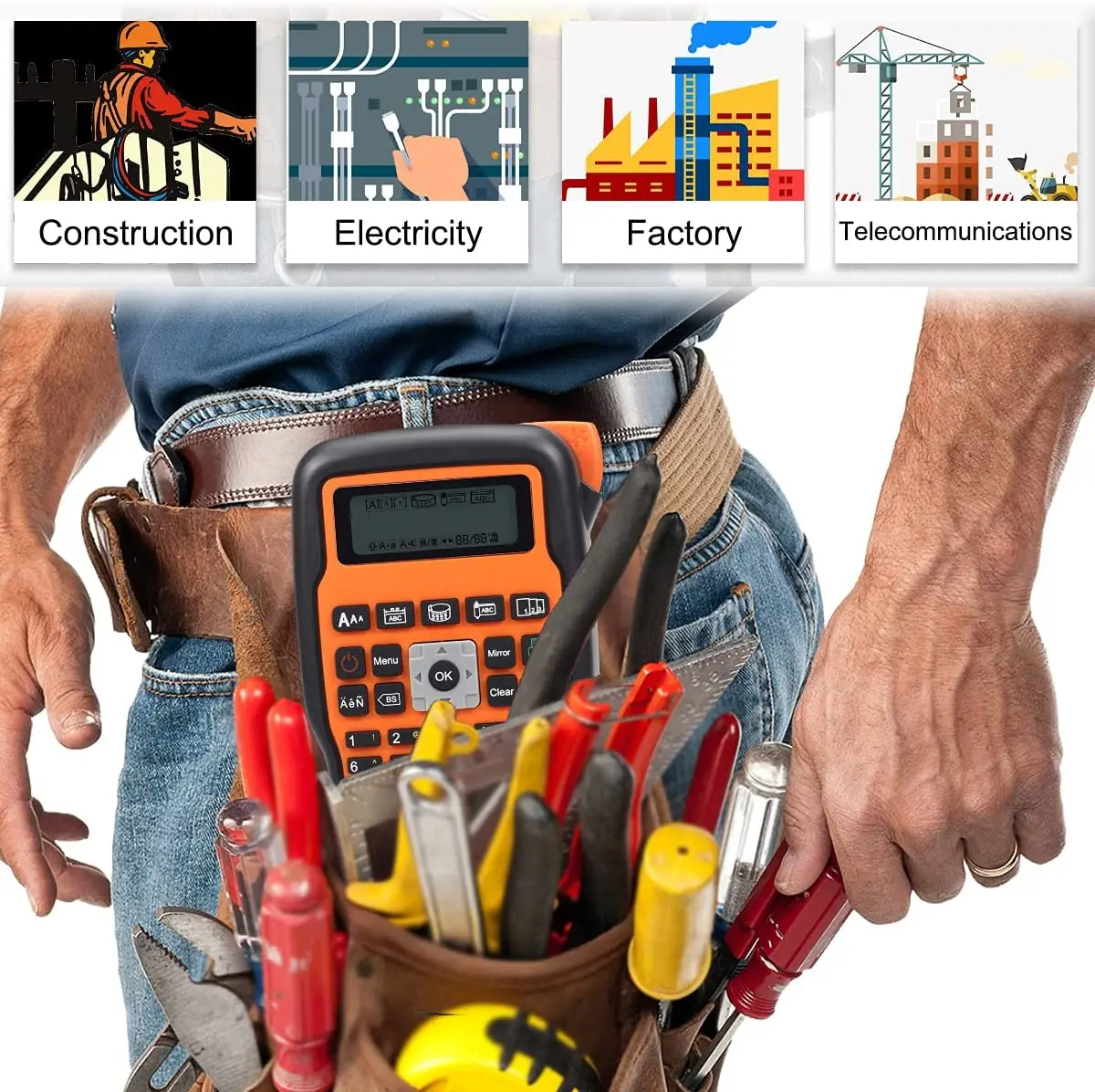 E1000 PRO Portabl Label Maker  Compatible For Brother TZe-231 Wireless Thermal QWERTY Keyboard Multiple Symbols Labeling Machine