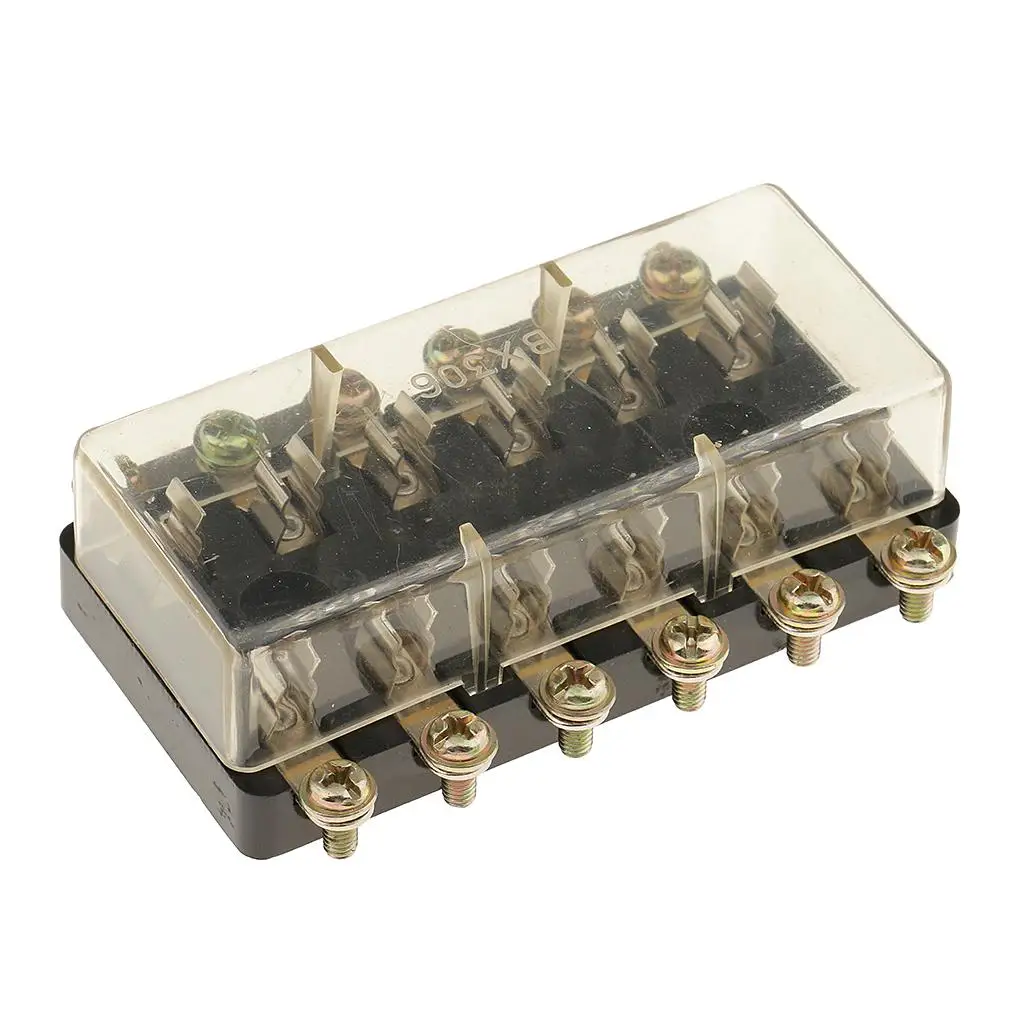 Car Audio 12V 6way Fuse Box Holder Square Fuse Case Waterproof Kit for Small Fusebox Motorhome Boat RV Vehicles