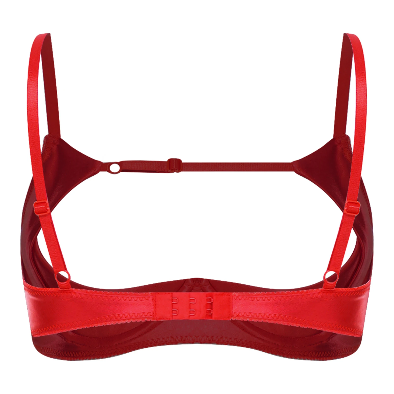 Women Sexy Open Cups Satin Bra Push-up Underwire Expose Nipple Balconette Chest Brace Couple Game Nightclub Lingerie Nightwear