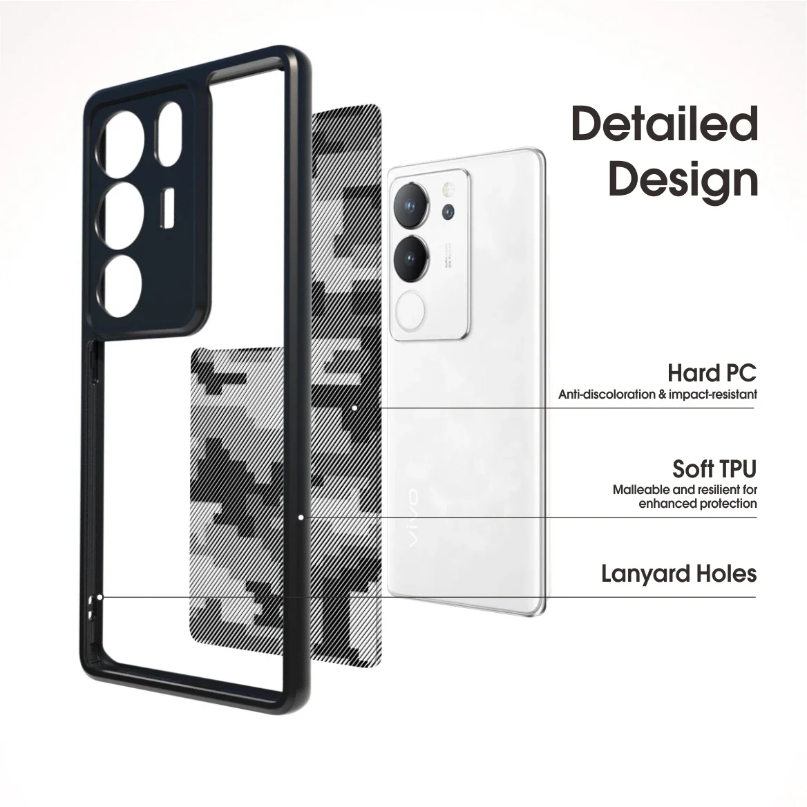 Ibmrs-transparent case for Vivo S17/17 pro/V29/v29pro, back cover + TPC soft edges, phone case