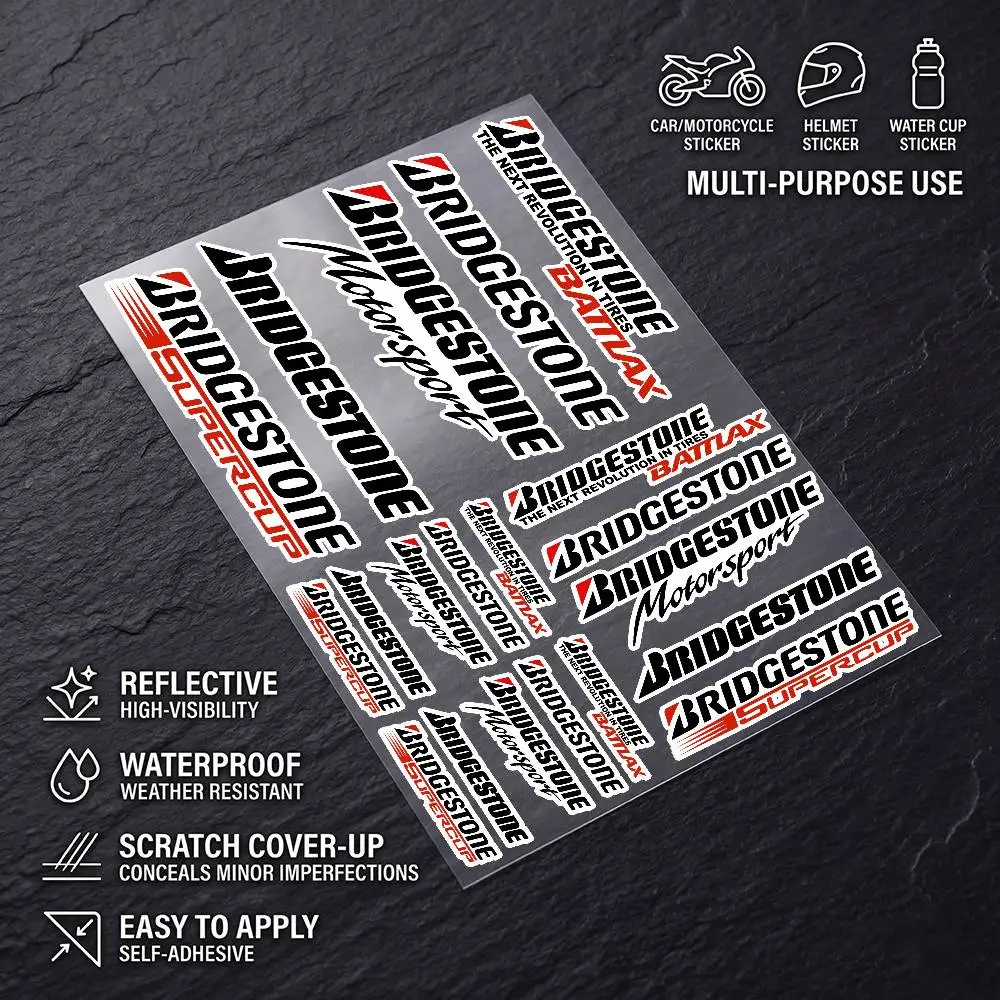 Pegatina reflectante impermeable para Bridgestone, calcomanía decorativa Universal para coche, motocicleta, casco, refrigerador