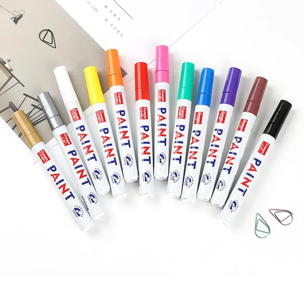 1pcs White Waterproof Cars Wheel Tire Oily Mark Pen Auto Rubber Tyre Paint Pen Cd Metal Permanent Paint Marker Graffiti Touch Up