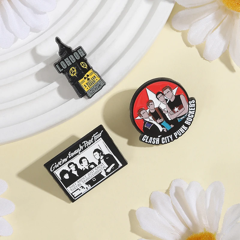 Punk Rock Band Music Badge Enamel Pins Custom Clash City Punk Rockers Brooches Bag Lapel Badge Fashion Jewelry Gifts for Friends