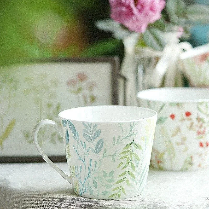 European Bone China Coffee Cup Household 350/400ml Ceramic Coffee Mug Office Large Capacity Water Cups Exquisite Pretty Mugs
