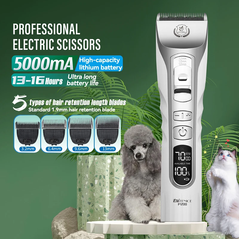 

Fenice Dog Hair Cutting Machine Clippers Grooming Pet Animals Haircut Trimmer Shaver Set Pets Cordless Rechargeable Professional