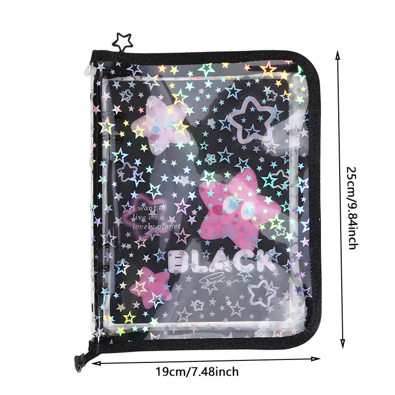 Quaderno A5 a fogli mobili a 6 fori con cerniera e bordo Album fotografico Guka idol Piccola carta 1 PC Shell Book o 10 pagine interne