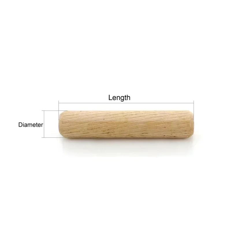 Round Wooden Dowel Pins M5 M6 M8 M10 M12 Cabinet Drawer Round Fluted DIY Woodworking for Dowel Jigs Drill Length:20-120mm