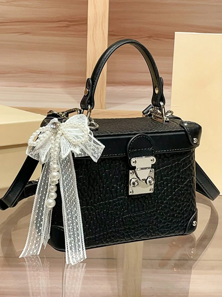 Casual Fashion Korean Lock Buckle Elephant Pattern Handbag Small Box Bag Women's Crossbody Bag Urban Minimalist Style Handbag