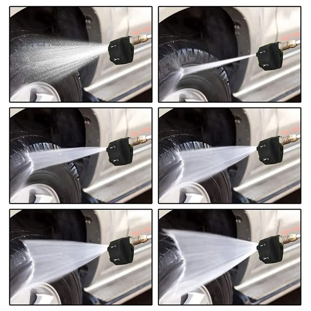 4000Psi 6 in 1 Universal High Pressure Washer Spray Nozzle 0 15 25 40 Degree Rotation Watering Rinse Nozzle Tip Vehicle washing