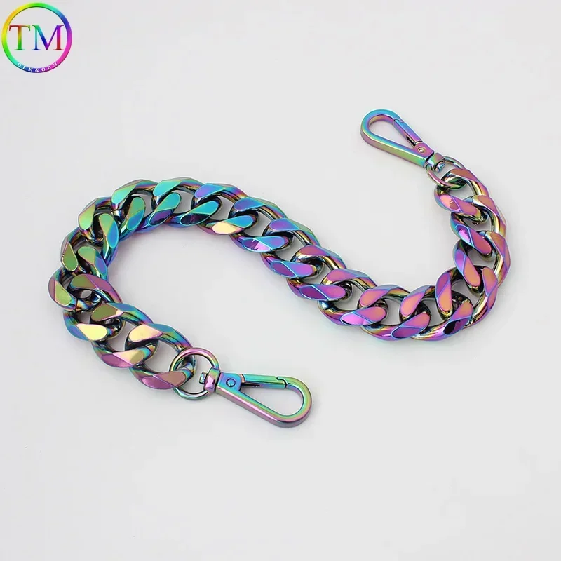 1-3pieces 30-100cm Rainbow Thick Round Aluminum Chain Durable Metal Snap Carabiner For Purse Chain Bags Purses Strap Accessories