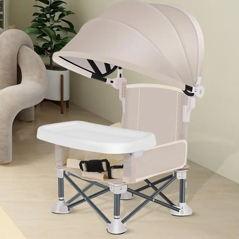 Baby Feeding Chair Foldable baby feeding booster chair With sunshade and removable tray Portable High Chair Folding Booster Seat