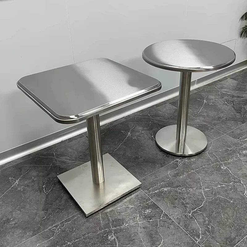 Stainless Steel Round Table Industrial Metal Square Table Cafe Bar Outdoor