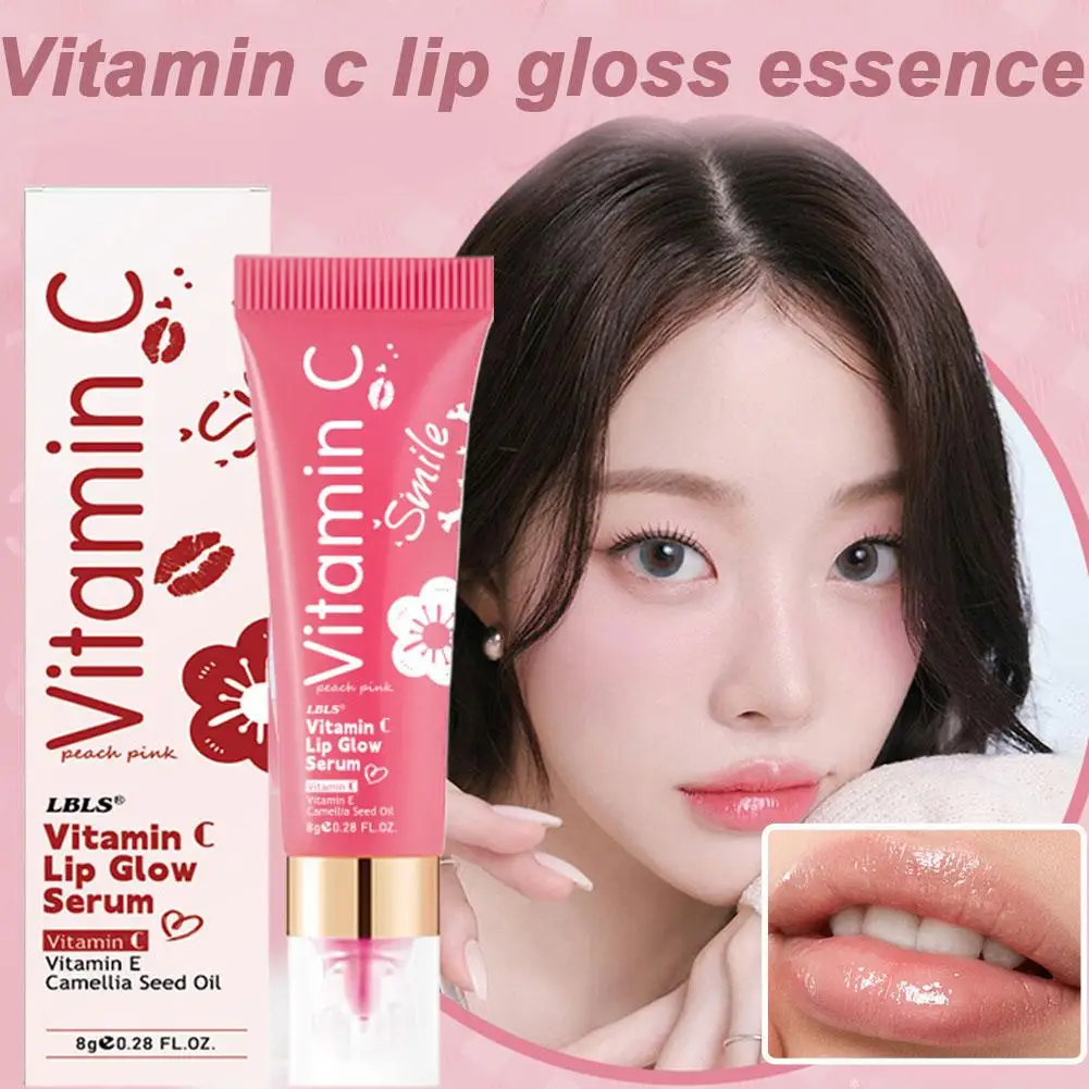 فيتامين C مصل الشفاه المتوهج الخوخ الوردي العناية بالشفاه مائي كريستال واضح هلام زيت الشفاه بلسم الشفاه ترطيب تنعيم خطوط الشفاه #3