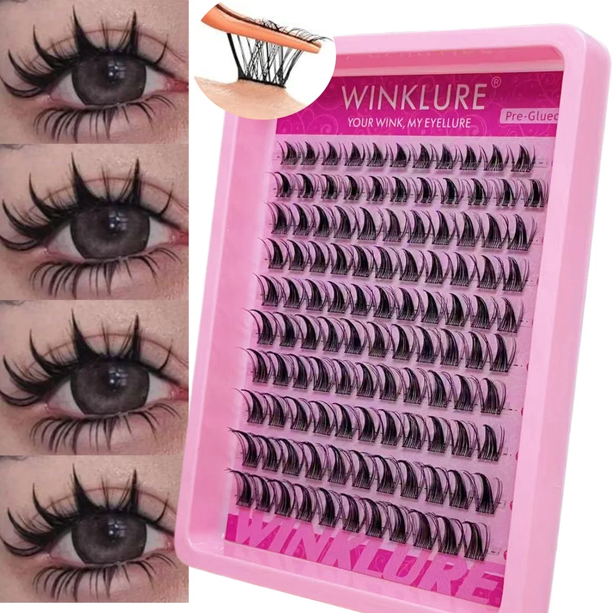 Self-Adhesive False Eyelash Clusters Glue-Free Anime Manga Lashes Faux Mink Cat-Eye Lash Extension With Natural Volume