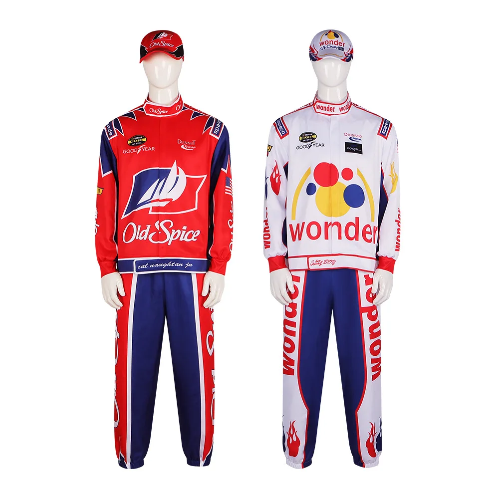 Uniforme de cosplay du film Ricky Bobby pour hommes, vêtements de course, haut et pantalon, tenues de carnaval d'Halloween, manteau et pantalon de jeu de rôle