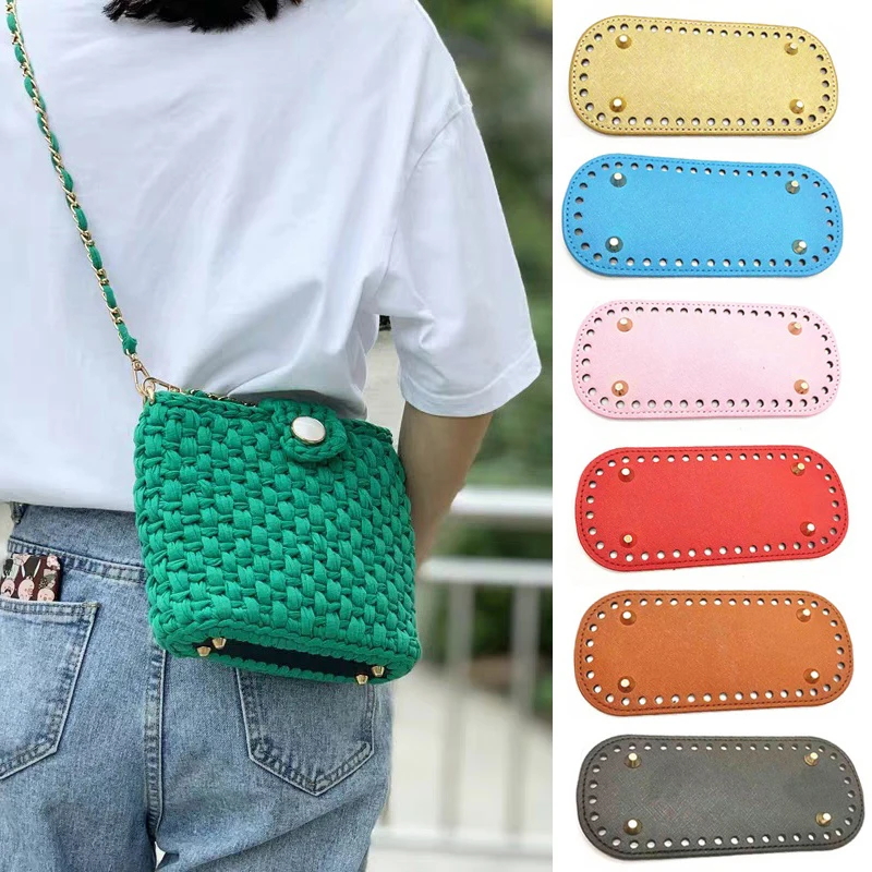 18*8cm Oval Shaped PU Bag Bottom For Knitted Bag Crochet Bag Handbags Durable Bag Bottom With Rivet Bag Accessories