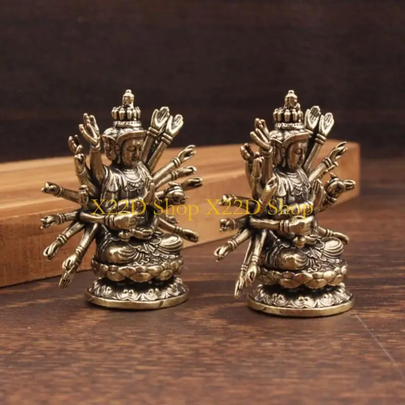 X22D Traditional Asian Brasses Thousands Hands Guanyin Figure For Living Room Display