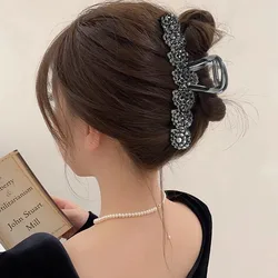 Large luxury alloy grip crab hair clips accessories for women Korean rhinestone disc girls clip hairpin shark pin headband