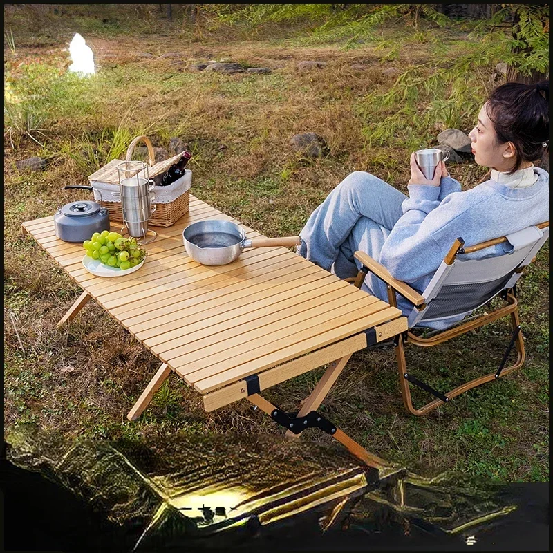 

Outdoor Folding Table Egg Roll Table Picnic Camping Table Camping Equipment Beech Folding