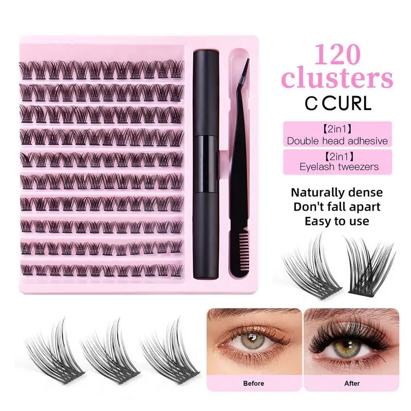 Eyelashes Extension Kit With Glue And Tweezers 100/120/140Pcs DIY Grafting Individual Eye Lashes Clusters Kit For Eye Makeup