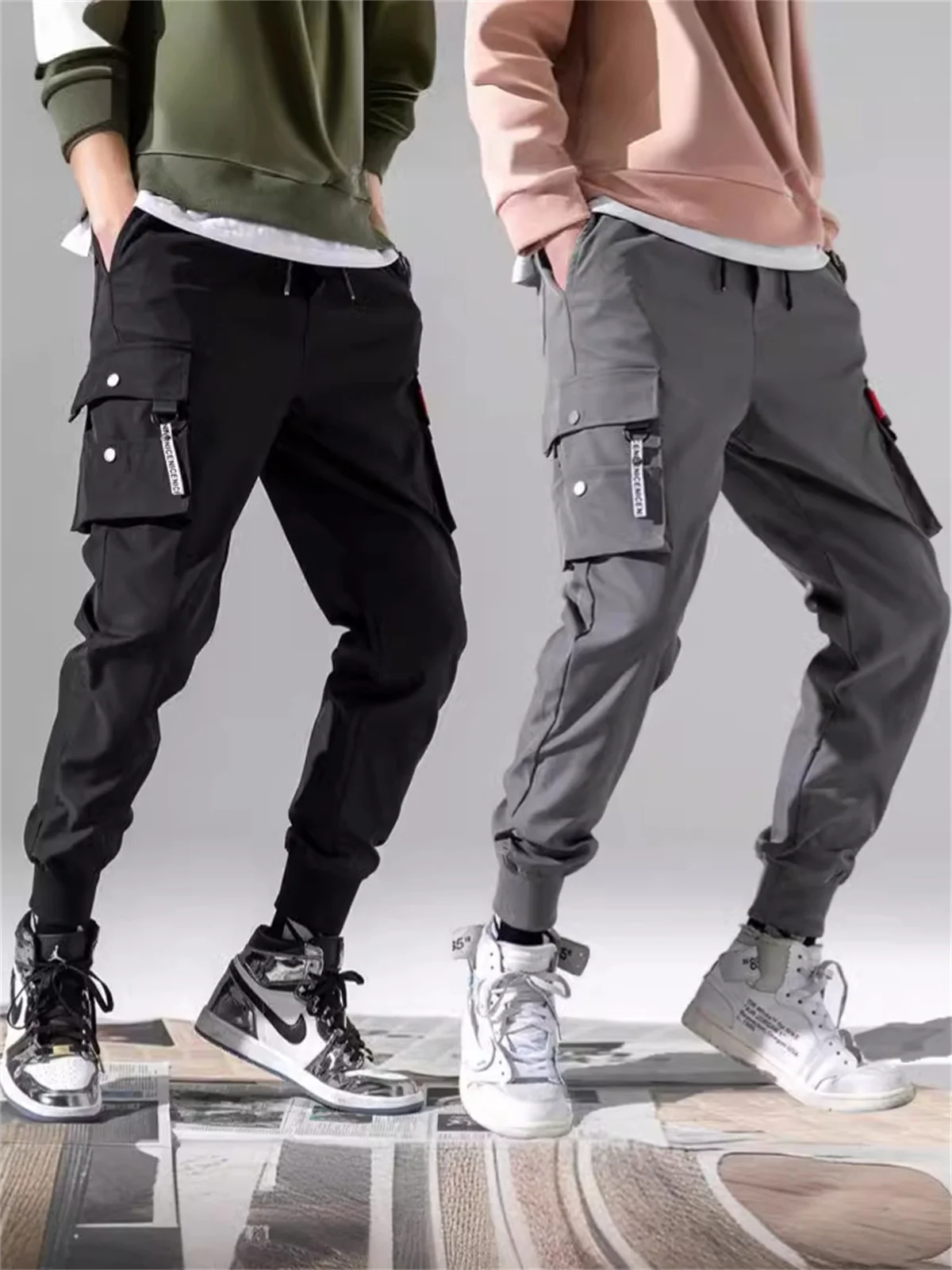 

Черные повседневные джоггеры, технологичные брюки, однотонные летние брюки, широкие брюки на шнурке, свободные брюки в стиле Y2K, уличная одежда, оверсайз спортивные штаны
