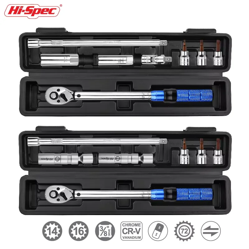 AliExpress Hi-Spec Adjustable Torque Wrench Set 1/4 3/8 1/2 Drive Spark Plug Socket Set Precision Tool for Car Bicycle Ratchet Repairs Hand Tool