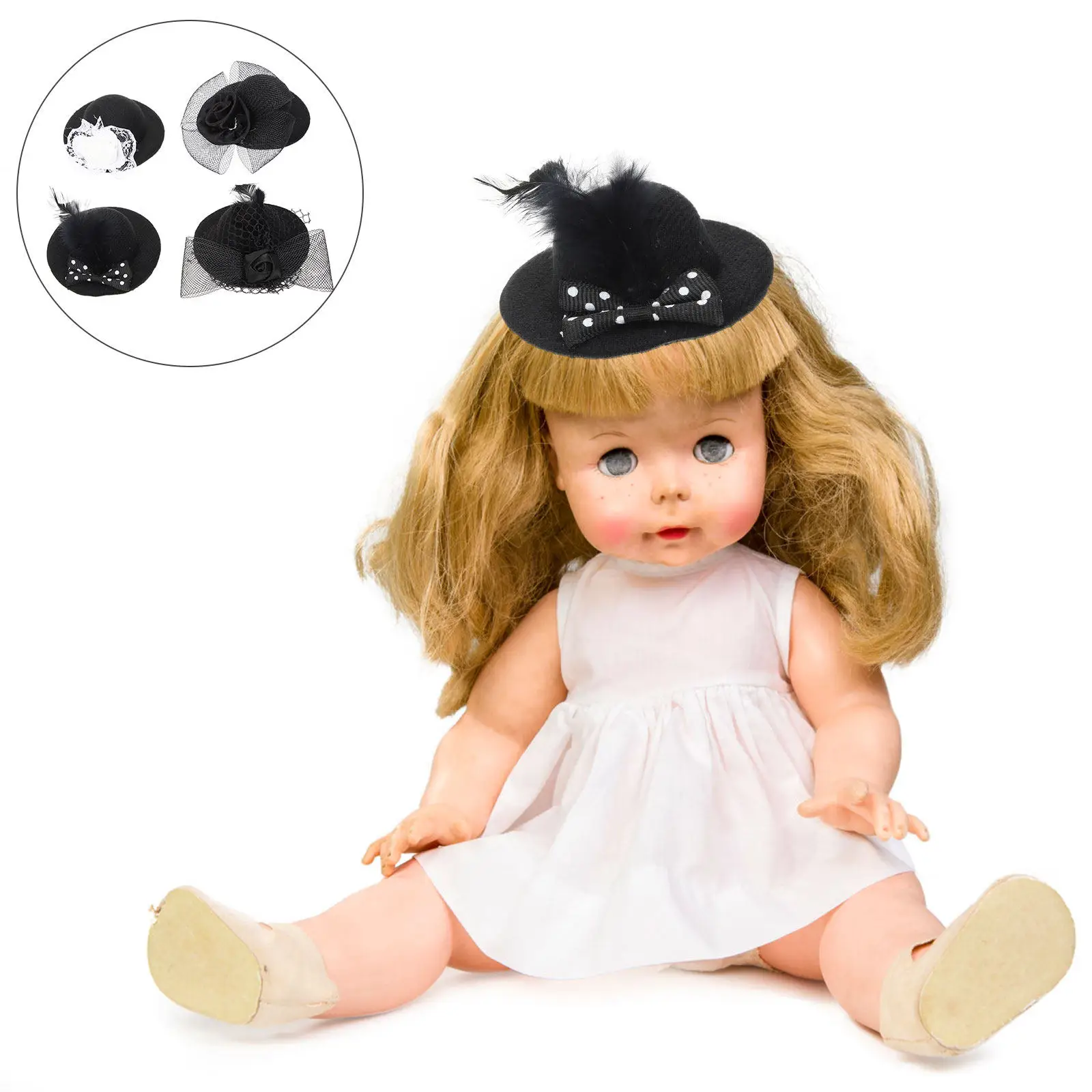 4Pcs Mini Hats Accessories Small Mesh Top Hats for DIY Tea Party Costume Crafts and Dress Up Mini Top Hat Tiny Hat