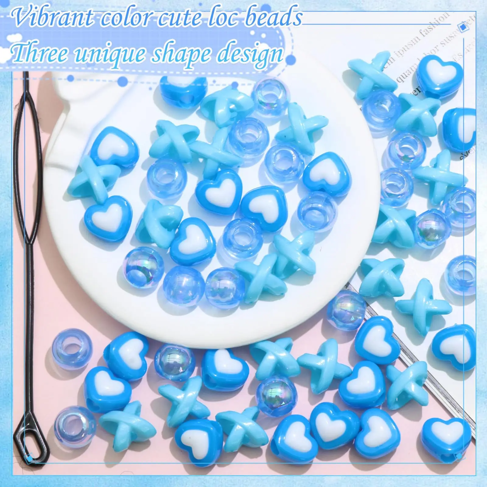 60Pcs Acrylic Hair Beads Set DIY Hair Accessories Braiding Beads Jewelry Making Kit for Women Girls Hair Decoration