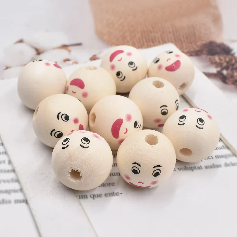 

DIY Child Beaded Charms For Bracelet Making 22mm Round Wooden Beads Wooden Crafts Jewelry Custom Loose Beads Home Decorations