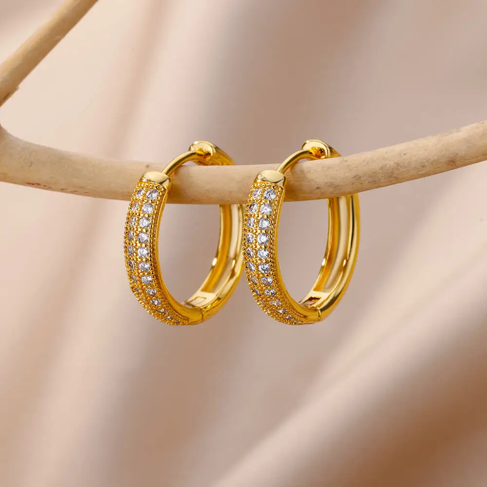 Boucles d'oreilles carrées en Zircon brillant pour femmes, couleur or, en acier inoxydable, bijoux de luxe de noël, aretes de mariage