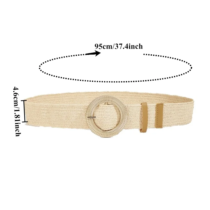 Korean-Style Niche Cotton-Linen Woven Women’s Belt – Round or Square Buckle Decorative Belt for Dresses and Long Tops