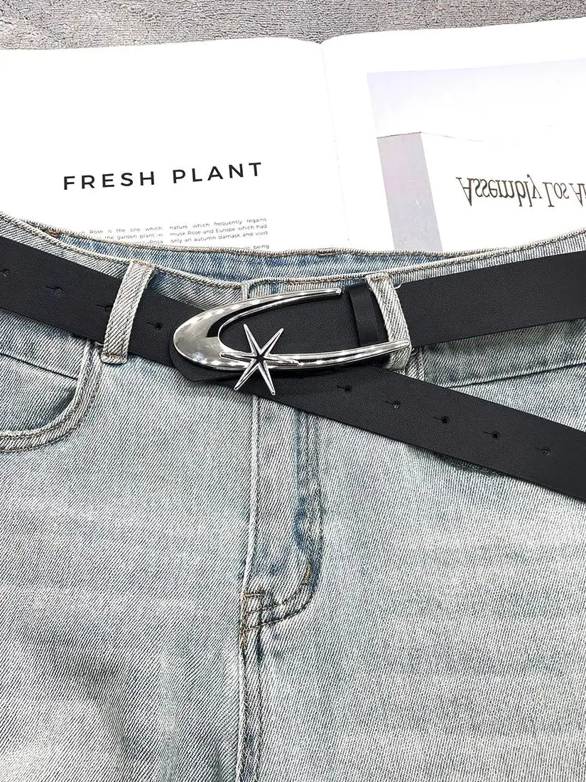 للجنسين حزام البنطال الجينز القوطي Y2k مصمم أحزمة للنساء جودة عالية العلامة التجارية الفاخرة الأسود الشرير التبعي 3.2 سنتيمتر حزام الرجال