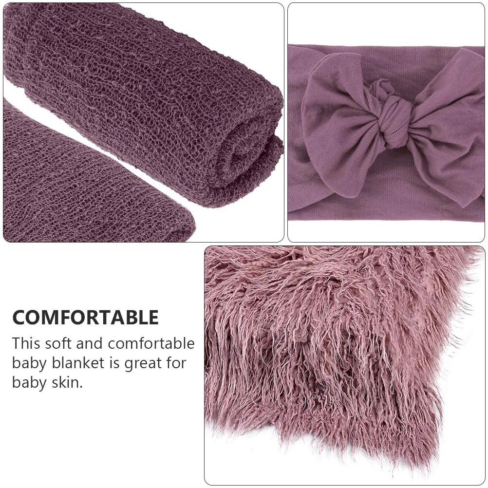 

1Set Baby Photography Prop Blanket Hair Band Wrapped Cloth Kit Cozy Infant Photo Accessory Newborn Photo Supply Kit