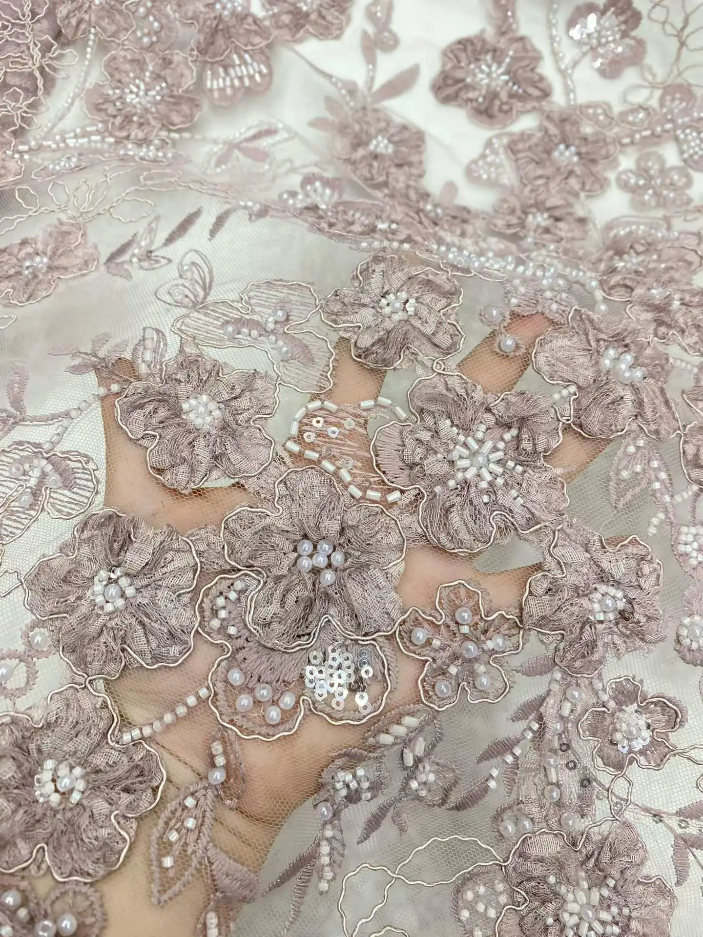 

African Lace Fabric 5 Yards Embroiderd Nigerian Sequins 3d Lace Fabric 2026 High Quality Lace Groom Tulle French Lace For Drees
