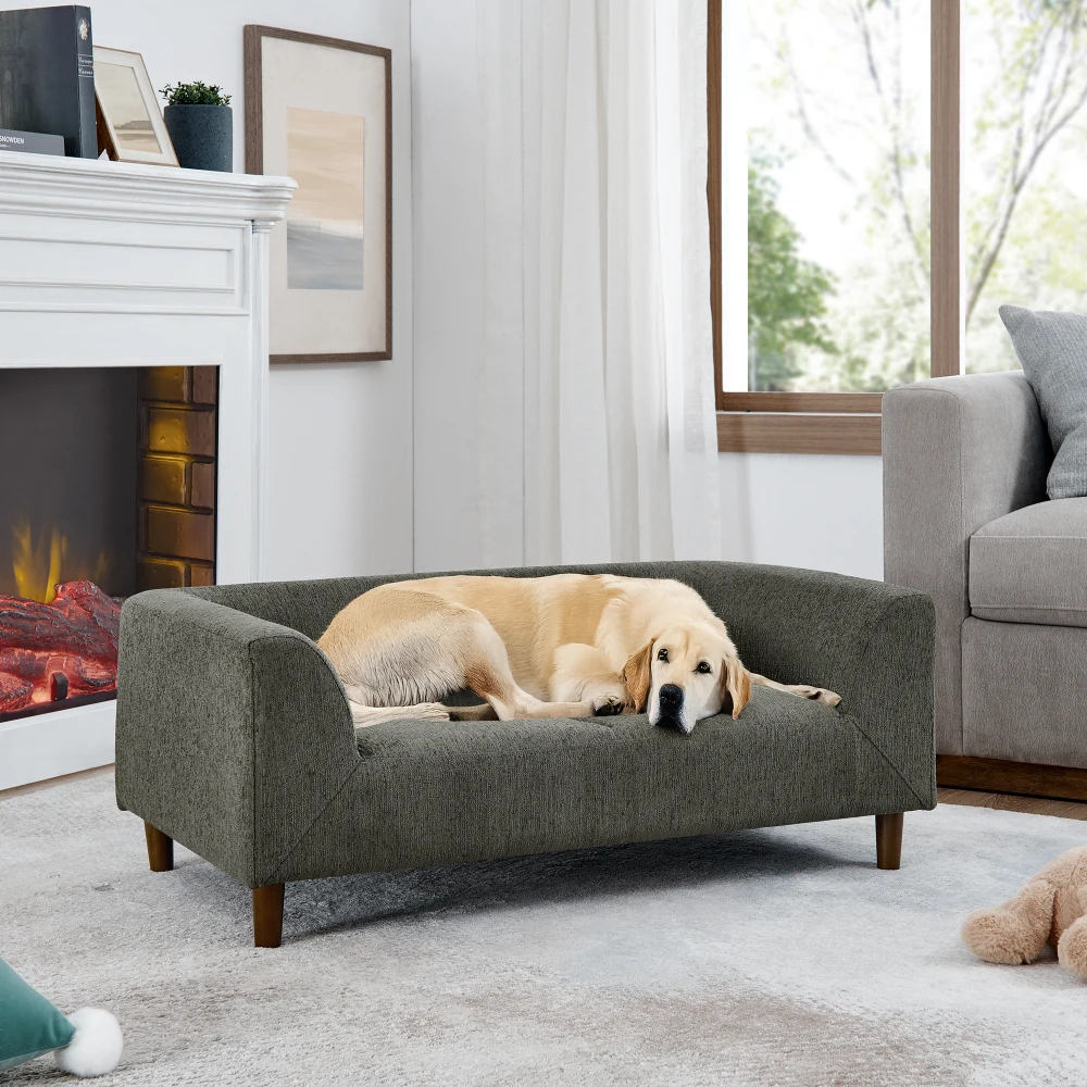 

Pet sofa with backrest and armrests, modern rectangular pet sofa suitable for small and medium cushion comfortable dog sofa