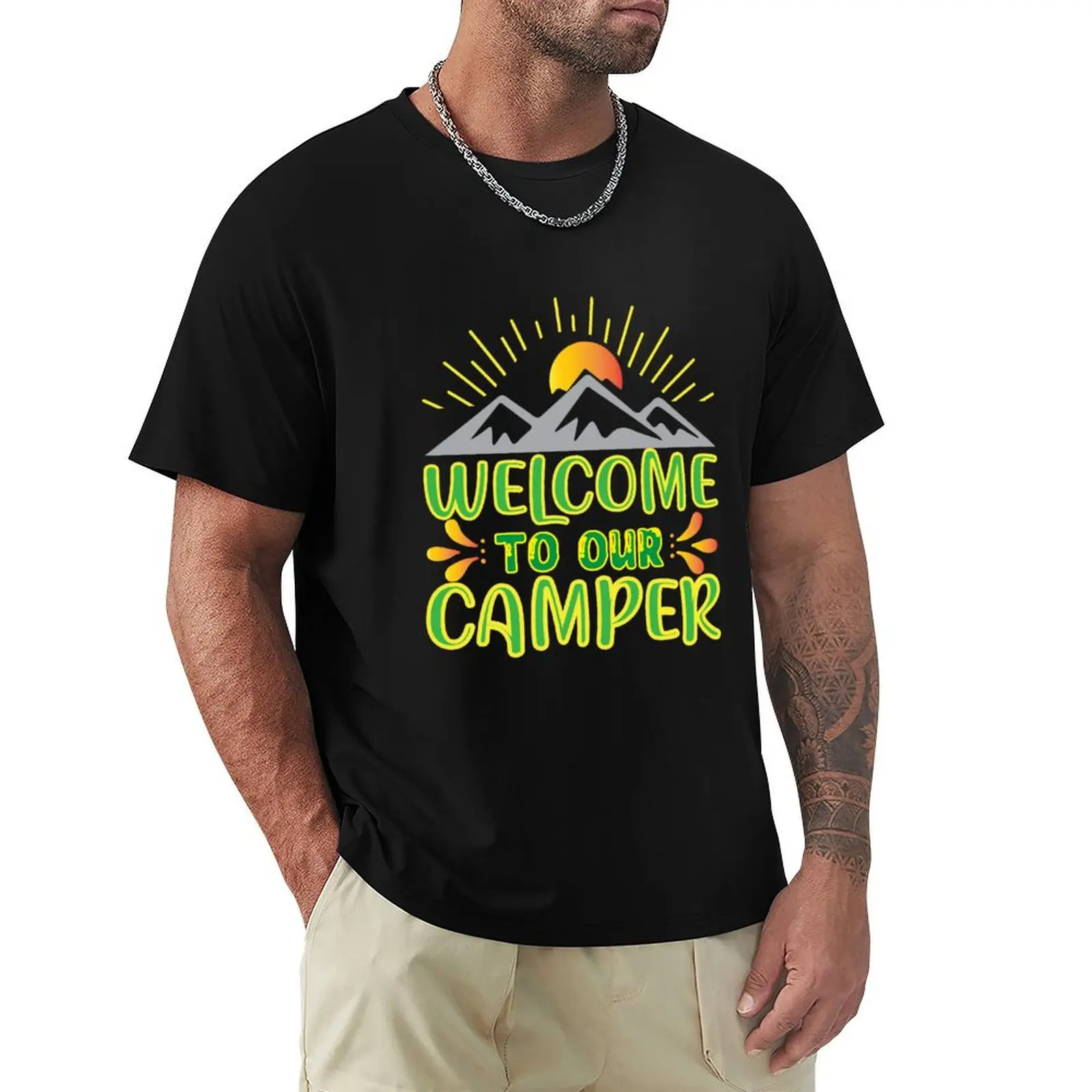 Welcome to Our Camper Camping Art Outdoor Adventure Design T-Shirt Plus Size All Match Tee Shirt