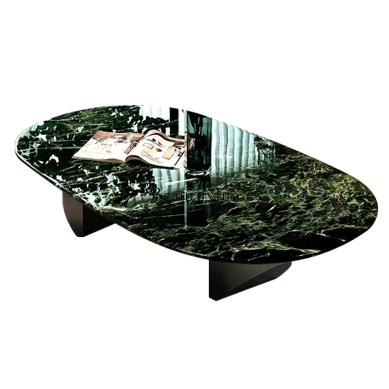 

Italian natural large flower green luxury stone minimalist coffee table rectangle