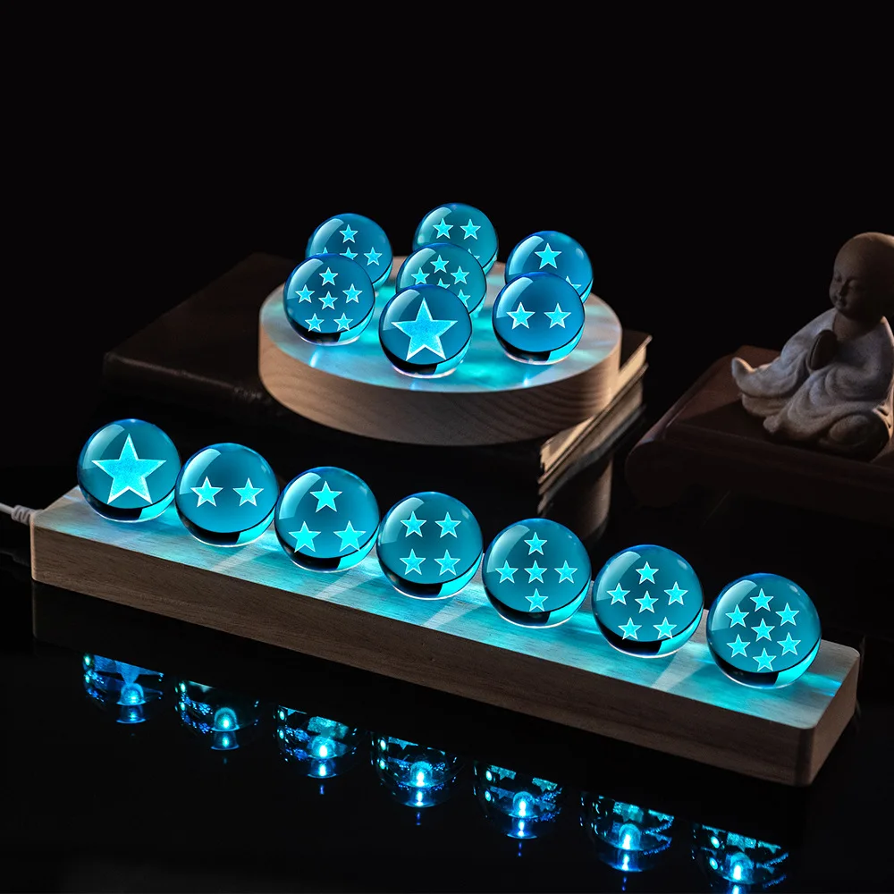 Anime Dragon Ball Z Crystal Balls Set LED Light Base Figure Model Creative Desktop Decoration Collectible Gift