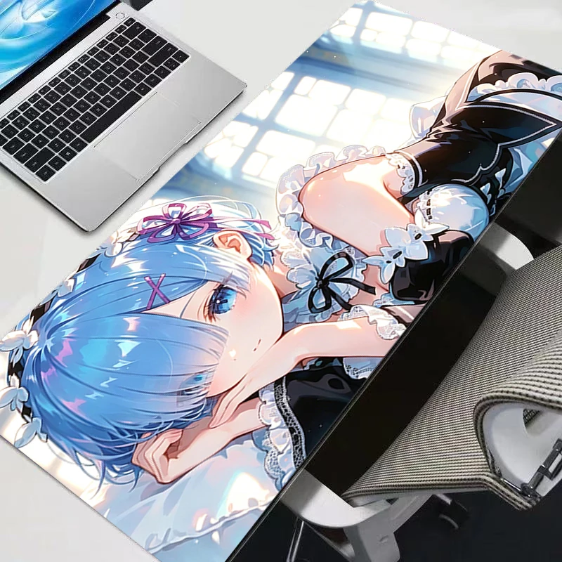 Anime Mouse Pad HD Print kawaii Desk Mat Game Notebook Mousepad XXL Large Gaming Keyboard Pad Designed specifically Rem Mousepad