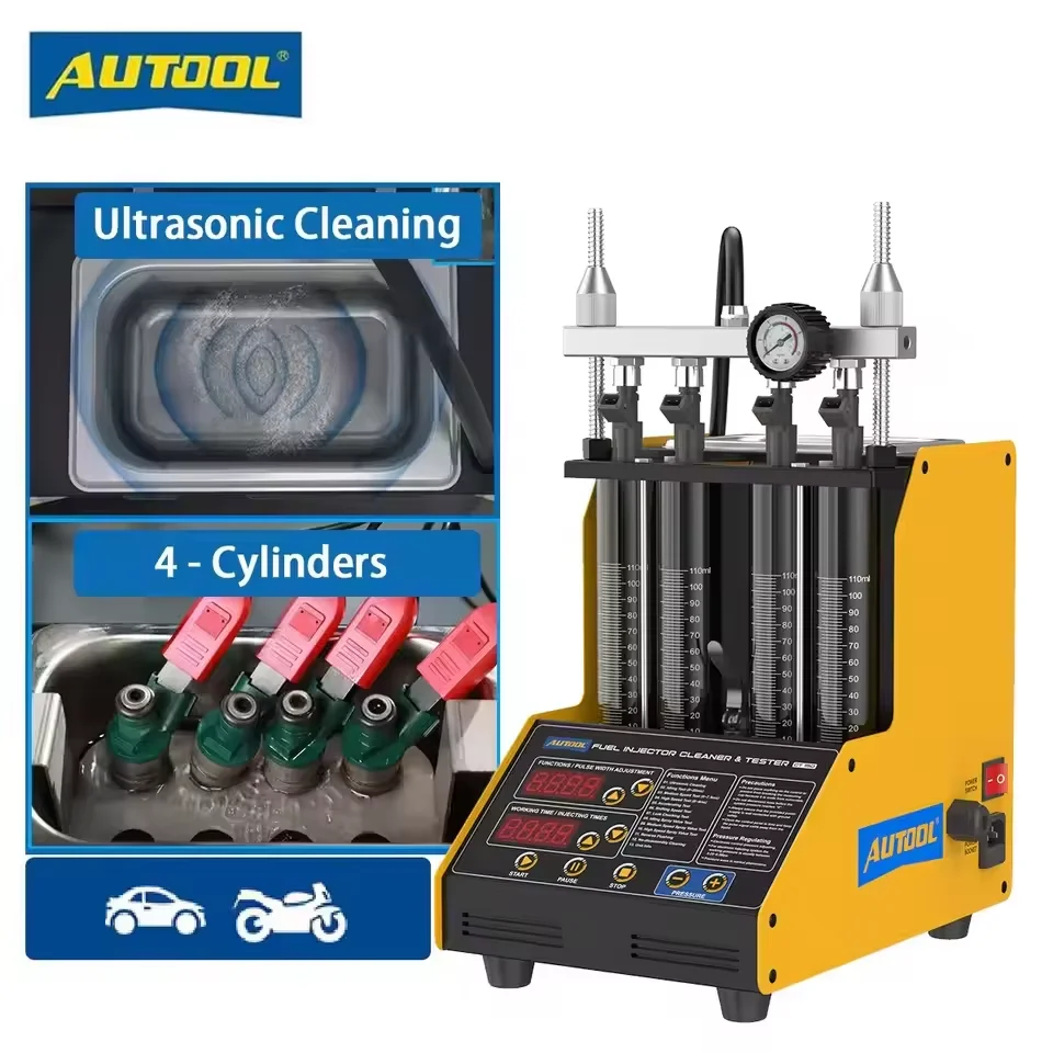AUTOOL CT150 4-Cylinder Car Fuel Injector Tester Cleaning Machine Motorcycle Auto Ultrasonic Cleaning Injector Cleaner Test