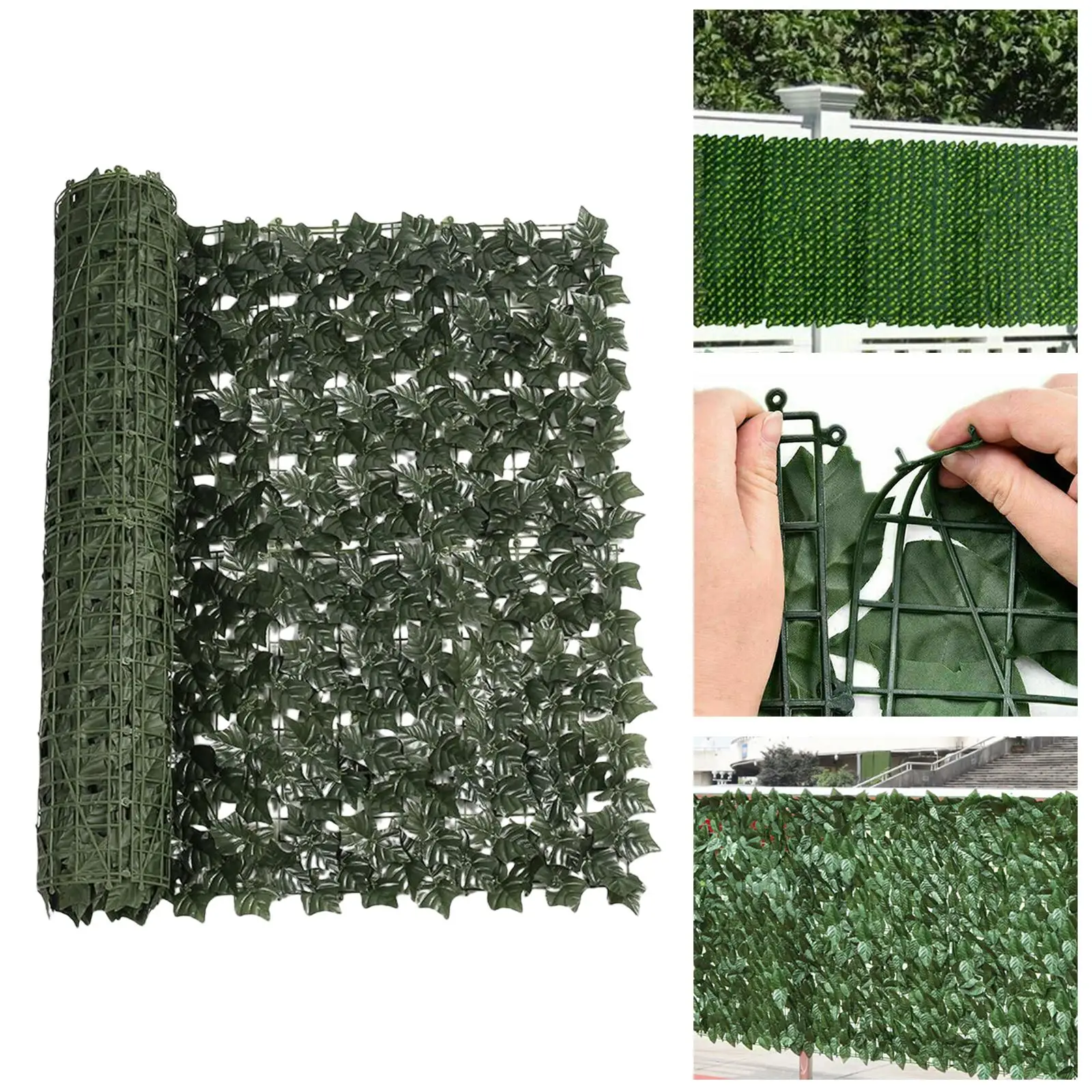 Garden Green Leaf Privacy Fence Screen 19.69''X118.11'' inch Plant Wall Decor Hedge Fence Artificial Ivy Privacy Fence for Yard